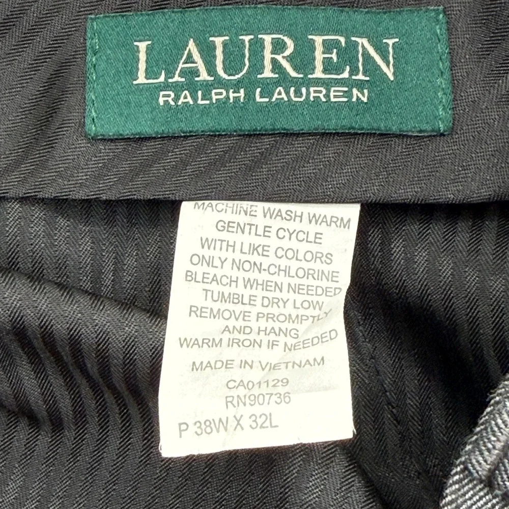 Lauren Ralph Lauren Mens Dress Pants Charcoal Gray Flat Front 38W x 32L Trousers